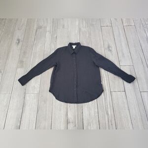H&M 100% linen black linen button down shirt size M
